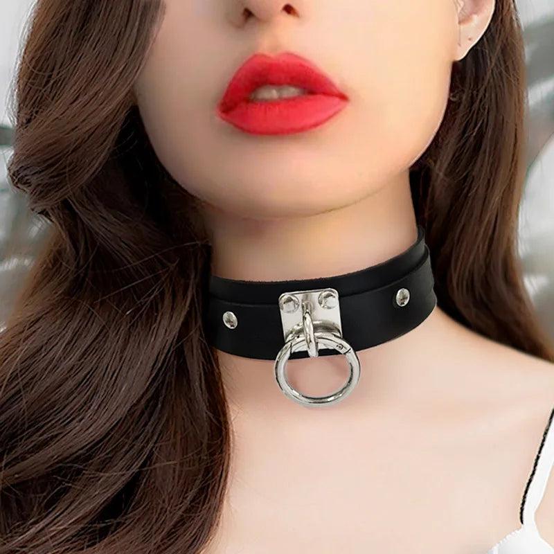 Sexy Punk Rock Choker Necklace PU Leather Bondage Cosplay Goth Collar X632C
