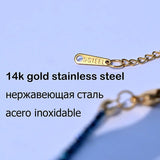 Crystal Beads Letter Choker Necklace Stainless Steel Chain Pendant
