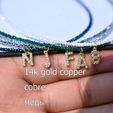 Crystal Beads Letter Choker Necklace Stainless Steel Chain Pendant
