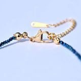 Crystal Beads Letter Choker Necklace Stainless Steel Chain Pendant