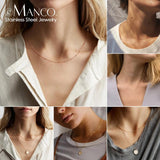 eManco Layered Chains Long Necklace Women Link Chain Necklace Pendant