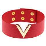 V Metal Oversized Choker Leather Collar Bondage Harness Necklace