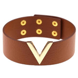V Metal Oversized Choker Leather Collar Bondage Harness Necklace