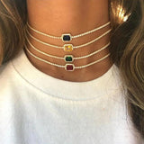 Stonefans Rhinestone Star Necklace Choker Multicolor Crystal Collar