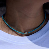 Faceted Stone Initial Choker Stainless Steel Necklace for Women