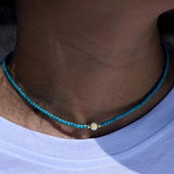 Faceted Stone Initial Choker Stainless Steel Necklace for Women