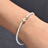 Faceted Stone Initial Choker Stainless Steel Necklace for Women