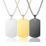 3 Pcs High Stainless Steel ID Dog Tags Necklace Pendant Jewelry
