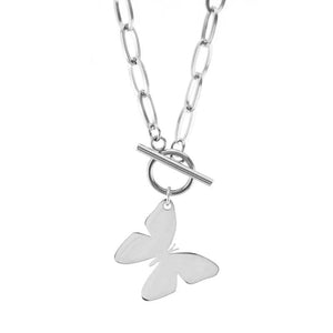 Stainless Steel Butterfly Choker Pendant Necklace