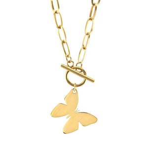 Stainless Steel Butterfly Choker Pendant Necklace