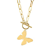 Stainless Steel Butterfly Choker Pendant Necklace
