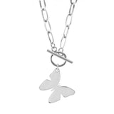 Stainless Steel Butterfly Choker Pendant Necklace