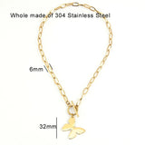 Stainless Steel Butterfly Choker Pendant Necklace