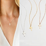 Sideway Cross Necklace Stainless Steel Minimalist Choker Jewelry