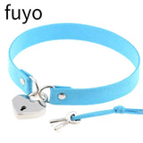 Sexy Punk Choker Collar Spike Rivets Lock Leather Necklaces Bondage Cosplay