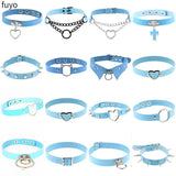 Sexy Punk Choker Collar Spike Rivets Lock Leather Necklaces Bondage Cosplay