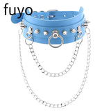 Sexy Punk Choker Collar Spike Rivets Lock Leather Necklaces Bondage Cosplay