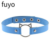 Sexy Punk Choker Collar Spike Rivets Lock Leather Necklaces Bondage Cosplay
