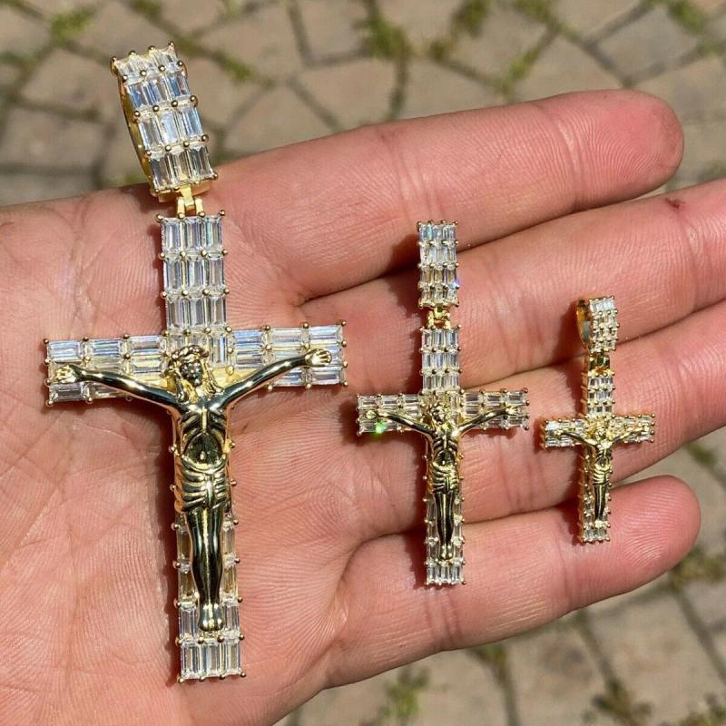 Micro Pave CZ Jesus Pendant Necklace Hip Hop Ice Bling Men Boy Jewelry