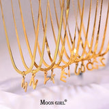 Golden Stainless Steel Initial Choker Necklace for Women
