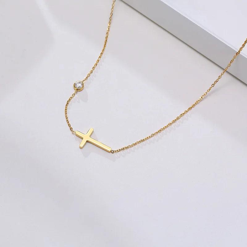 Temperament Cross Charm Necklace, Minimalist Choker Jewelry for Women