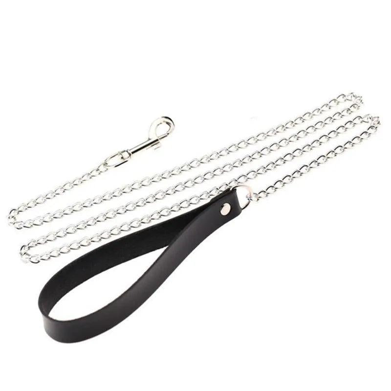 Chain Choker Punk Goth Collar Chain Traction Necklace Leather Bondage