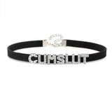 Rhinestone Letters CUMSLUT Choker Collar Women Men Goth Chocker Adult Cosplay