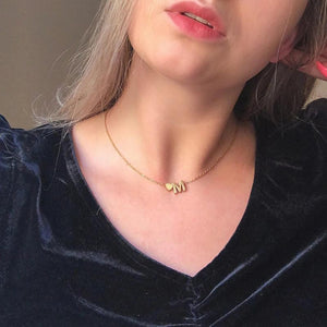 Tiny Heart Initial Necklace Silver Stainless Steel Letter Name Choker