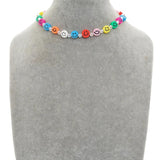 Go2BoHo Smiley Necklace Multicolor Crystal Beads Boho Clay Happy Smile Jewelry