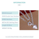 925 Silver Double Heart Necklace Chain For Women Jewelry