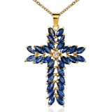 CAOSHI Crystal Stone Crucifix Pendant Necklace for Women