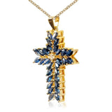 CAOSHI Crystal Stone Crucifix Pendant Necklace for Women