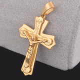 3 Layers Jesus Cross Pendant Necklace Stainless Steel