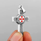 316L Stainless Steel Cross Shield Drop Red and Rubber Men's Pendant Necklace