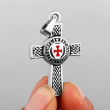316L Stainless Steel Cross Shield Drop Red and Rubber Men's Pendant Necklace