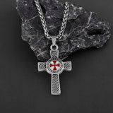 316L Stainless Steel Cross Shield Drop Red and Rubber Men's Pendant Necklace