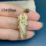 Metal Crystal Zircon St Jude Thaddeus Pray Necklace Pendant Charms