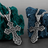 Steel Cast Catholic Crucifix Pendant Men's Necklace