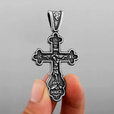 Steel Cast Catholic Crucifix Pendant Men's Necklace