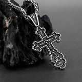Steel Cast Catholic Crucifix Pendant Men's Necklace