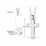 Christian Crucifix Men's Necklace Stainless Steel Lords Prayer Cross Pendant