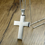 Christian Crucifix Men's Necklace Stainless Steel Lords Prayer Cross Pendant