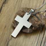 Christian Crucifix Men's Necklace Stainless Steel Lords Prayer Cross Pendant