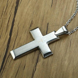 Christian Crucifix Men's Necklace Stainless Steel Lords Prayer Cross Pendant