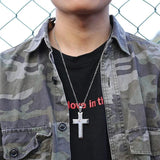 Christian Crucifix Men's Necklace Stainless Steel Lords Prayer Cross Pendant