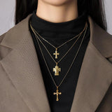 Stainless Steel Vintage Jesus Cross Pendant Necklace Charms