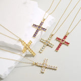 Hip Hop Style Cross Necklace with Clear Crystal Zircon