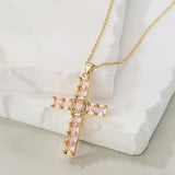 Hip Hop Style Cross Necklace with Clear Crystal Zircon