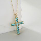 Hip Hop Style Cross Necklace with Clear Crystal Zircon