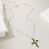 Hip Hop Style Cross Necklace with Clear Crystal Zircon